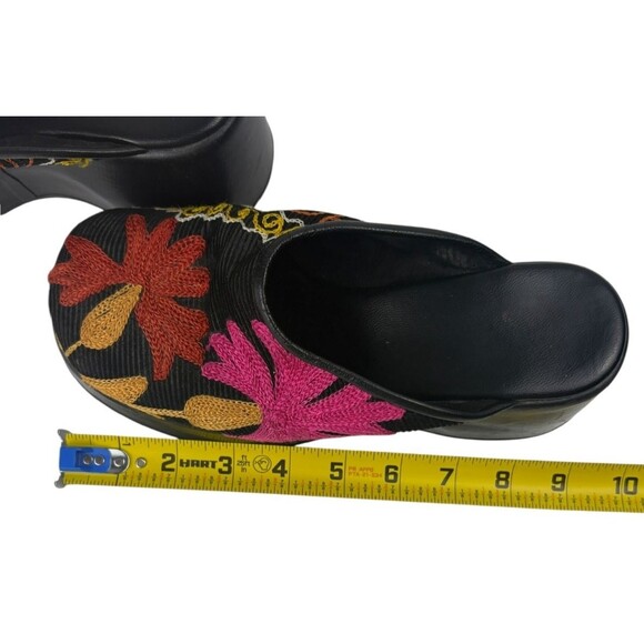 Retro Vibe Italian Floral Embroidered Corduroy Fairycore Boho Chunky Clogs 36  6 - Picture 16 of 16